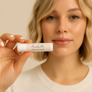 Monogram Blush Pink Modern Minimalist Feminine Lip Balm