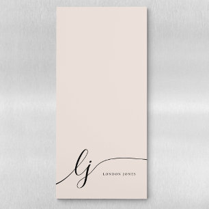 Monogram Blush Pink Modern Minimalist Feminine Magnetic Notepad