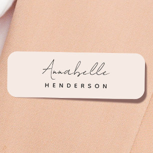 Monogram Blush Pink Modern Minimalist Feminine Name Tag