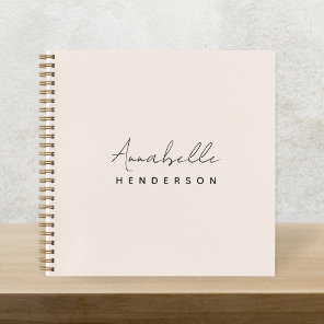 Blush Pink Sketchbook Gold Script Monogram Name Notebook