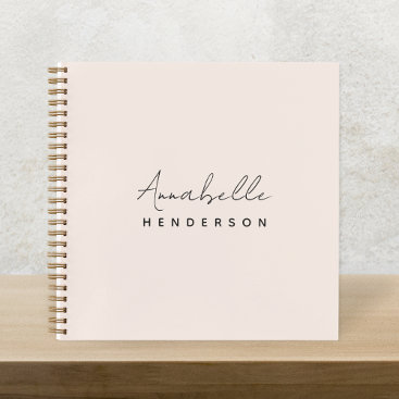 Blush Dusty Pink Modern Script Girly Monogram Name 3 Ring Binder