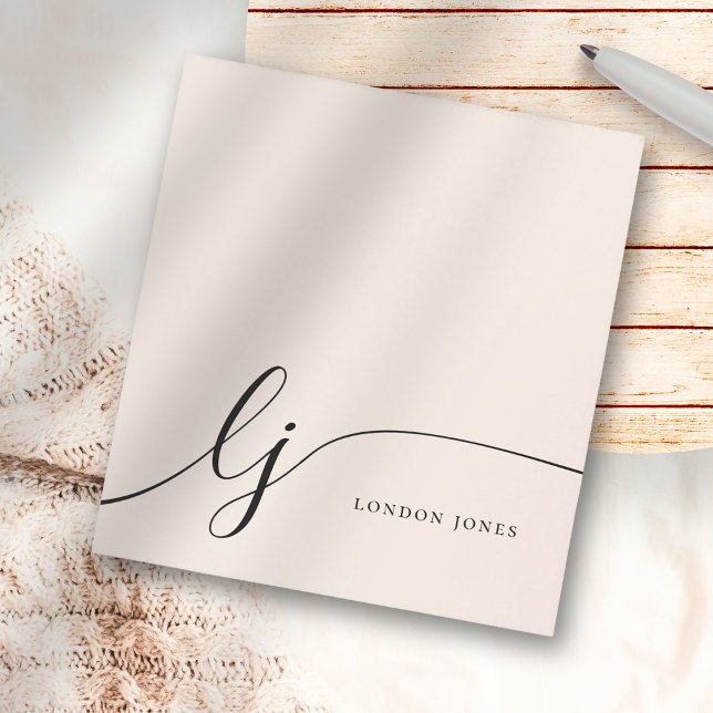 Monogram Blush Pink Modern Minimalist Feminine Notepad (Creator Uploaded)