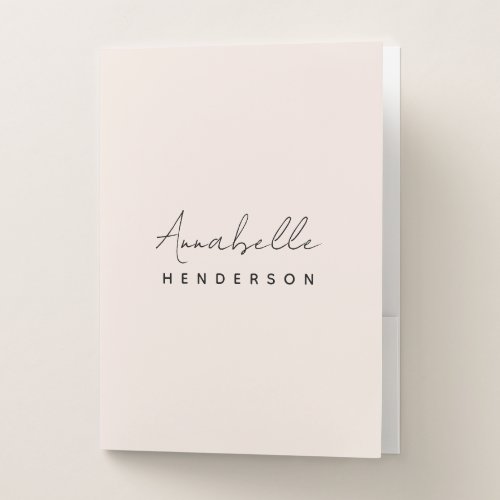 Monogram Blush Pink  Modern Minimalist Feminine Pocket Folder