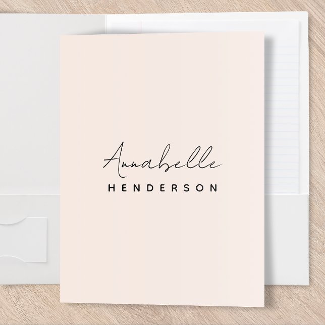 Monogram Blush Pink | Modern Minimalist Feminine Pocket Folder (Creator Uploaded)