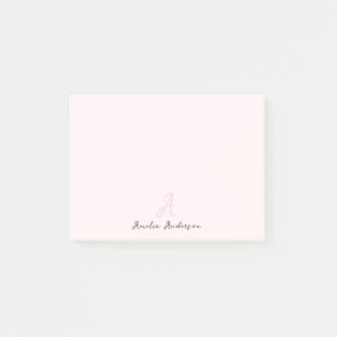Monogram Blush Pink Modern Minimalist Feminine Post-it Notes