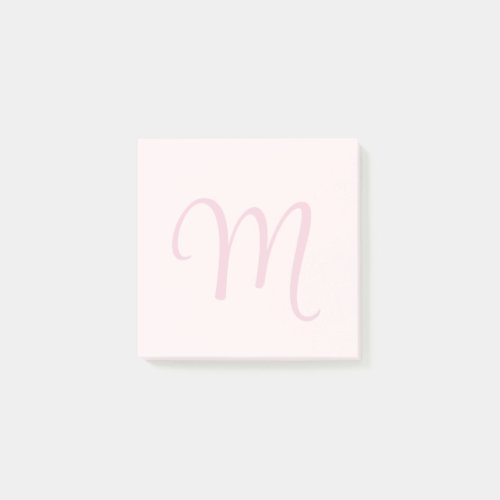 Monogram Blush Pink Modern Minimalist Feminine Post_it Notes