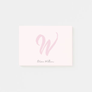 Monogram Blush Pink Modern Minimalist Feminine Post-it Notes