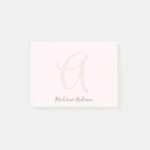 Monogram Blush Pink Modern Minimalist Feminine