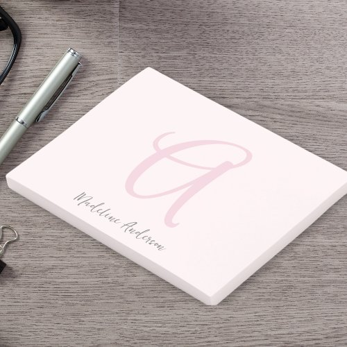 Monogram Blush Pink Modern Minimalist Feminine Post_it Notes