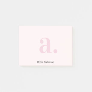 Monogram Blush Pink Modern Minimalist Feminine Post-it Notes