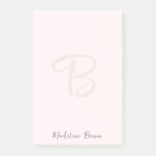 Monogram Blush Pink Modern Minimalist Feminine Post-it Notes