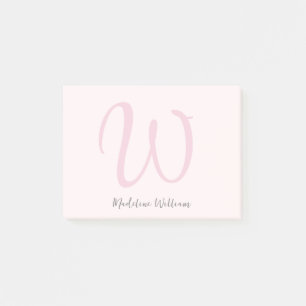 Monogram Blush Pink Modern Minimalist Feminine Post-it Notes