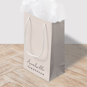 Monogram Blush Pink Modern Minimalist Feminine Small Gift Bag