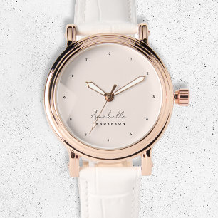 Monogram Blush Pink   Modern Minimalist Feminine Watch