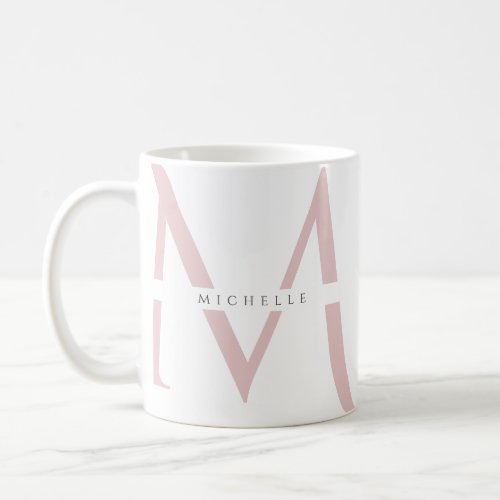 Monogram Blush Pink Modern Minimalist Initials Coffee Mug