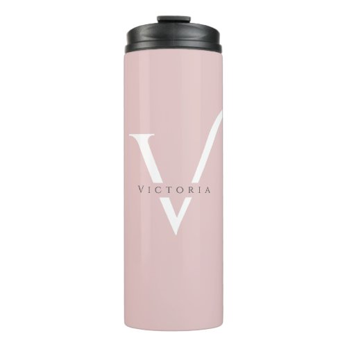 Monogram Blush Pink Modern Minimalist Initials Thermal Tumbler