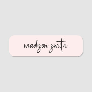 Monogram Blush Pink Modern Minimalist Magnetic Name Tag