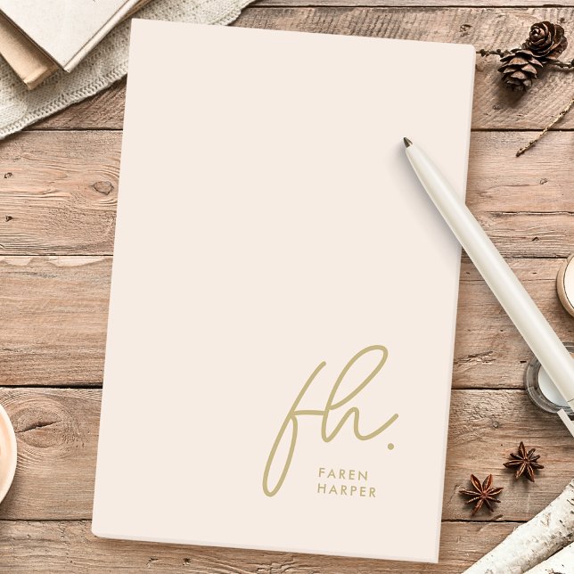 Monogram Blush Pink Modern Script Feminine Minimal Post-it Notes (Creator Uploaded)