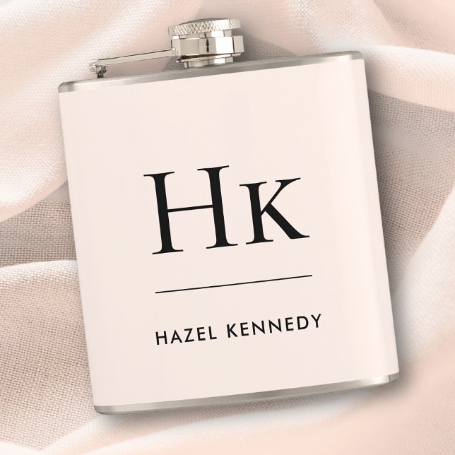 Monogram Blush Pink Personalized Bachelorette Flask (Creator Uploaded)