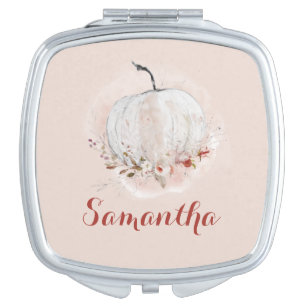 Monogram Blush Pink Pretty Watercolor Compact Mirror