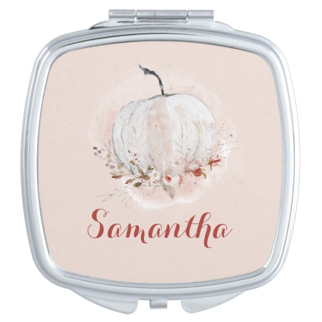 Monogram Blush Pink Pretty Watercolor  Compact Mirror (Front)