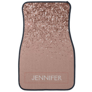Monogram Blush Pink Rose Gold Glitter & Sparkle Ca Car Floor Mat