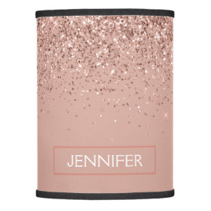 Monogram Blush Pink Rose Gold Glitter & Sparkle Lamp Shade