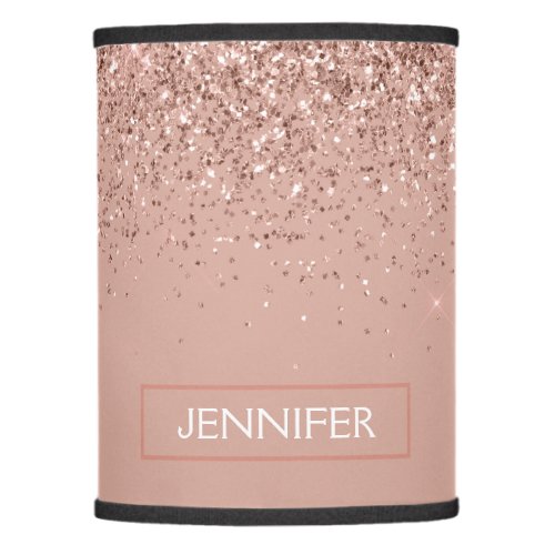 Monogram Blush Pink Rose Gold Glitter  Sparkle Lamp Shade