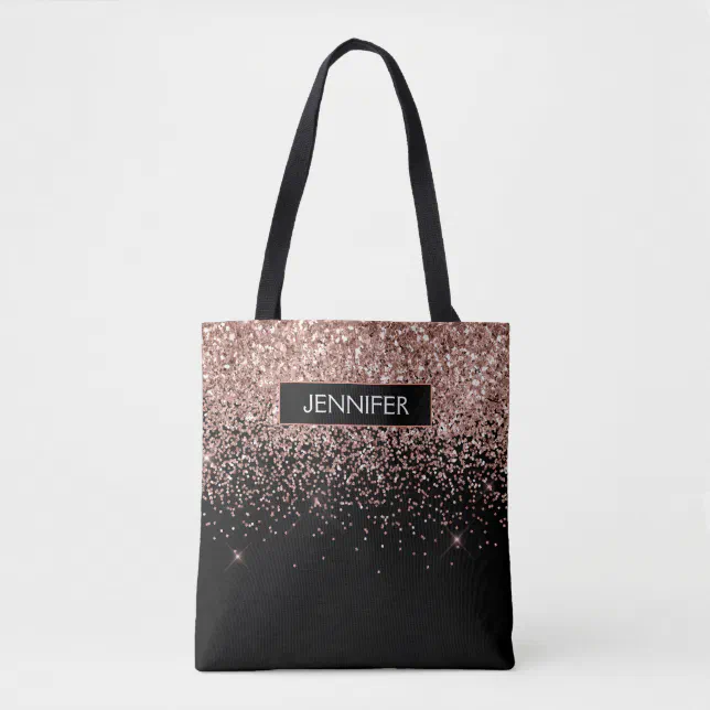 Monogram Blush Pink Rose Gold Glitter & Sparkle Tote Bag Zazzle
