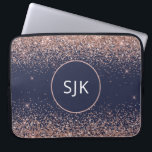 Monogram Blush Pink Rose Gold Navy Blue Glitter Laptop Sleeve<br><div class="desc">Blush Pink - Rose Gold and Navy Blue Faux Glitter and Sparkle Elegant Monogrammed Initials Case. This case can be customized to include your initial and first name.</div>