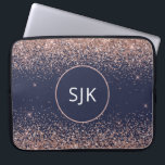Monogram Blush Pink Rose Gold Navy Blue Glitter Laptop Sleeve<br><div class="desc">Blush Pink - Rose Gold and Navy Blue Faux Glitter and Sparkle Elegant Monogrammed Initials Case. This case can be customized to include your initial and first name.</div>