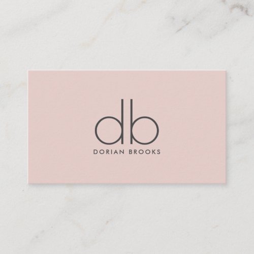 Monogram Blush Pink Stylish Modern Minimalist Business Card
