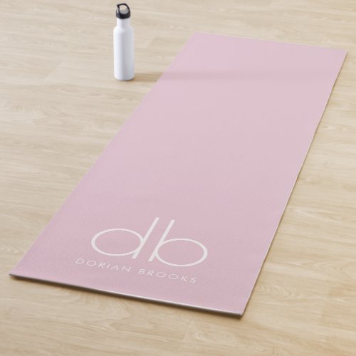 Monogram Blush Pink Stylish Modern Minimalist Yoga Yoga Mat
