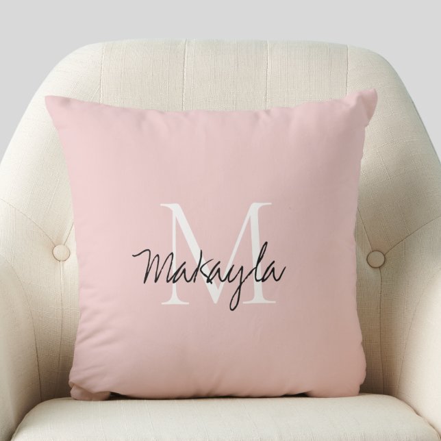 Monogram Blush Pink  Throw Pillow (Creator Uploaded)