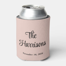 Monogram Blush Pink Wedding Can Cooler