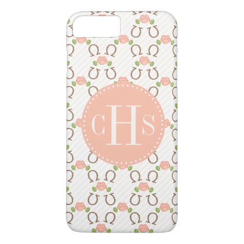 Monogram Blush Rose and Horseshoe iPhone 8 Plus7 Plus Case