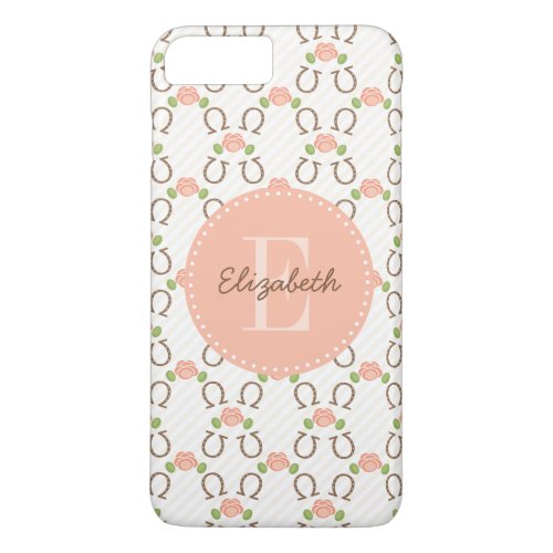 Monogram Blush Rose and Horseshoe iPhone 8 Plus7 Plus Case