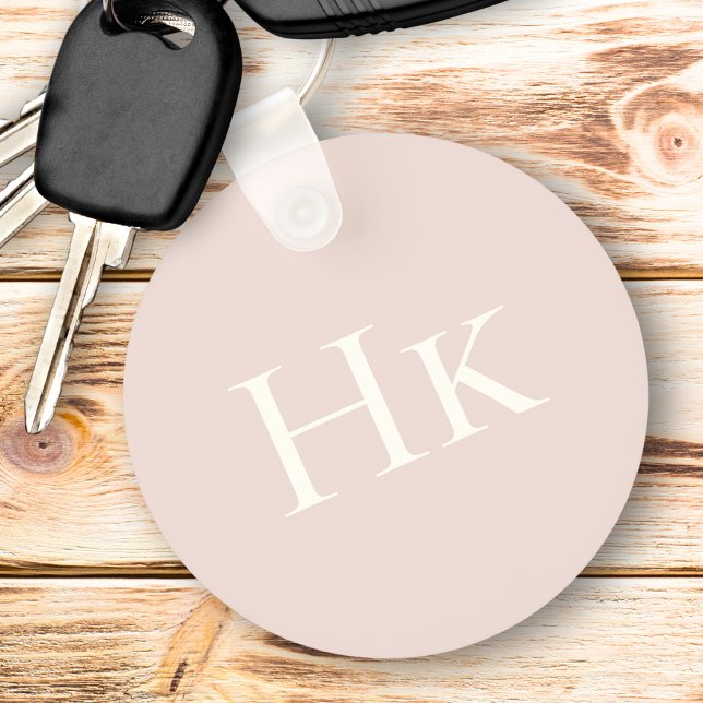Monogram Blush Rose Ivory Monogrammed Initial Keychain (Creator Uploaded)