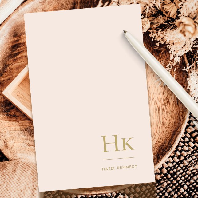 Monogram Blush Simple Feminine Social Notecard (Creator Uploaded)