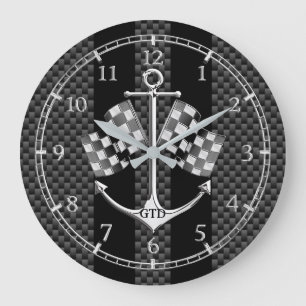Monogram Boat Racing Nautical in Carbon Fiber Dial Large Clock