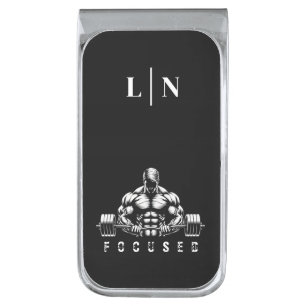 Monogram-Body Builder Silver Finish Money Clip
