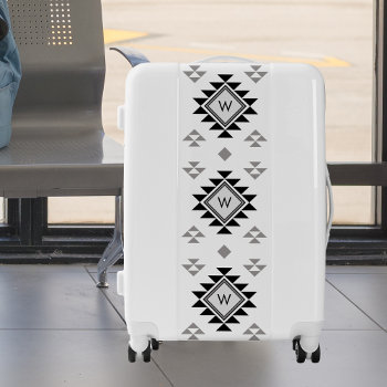 Monogram Boho Black White Luggage by SewMosaic at Zazzle