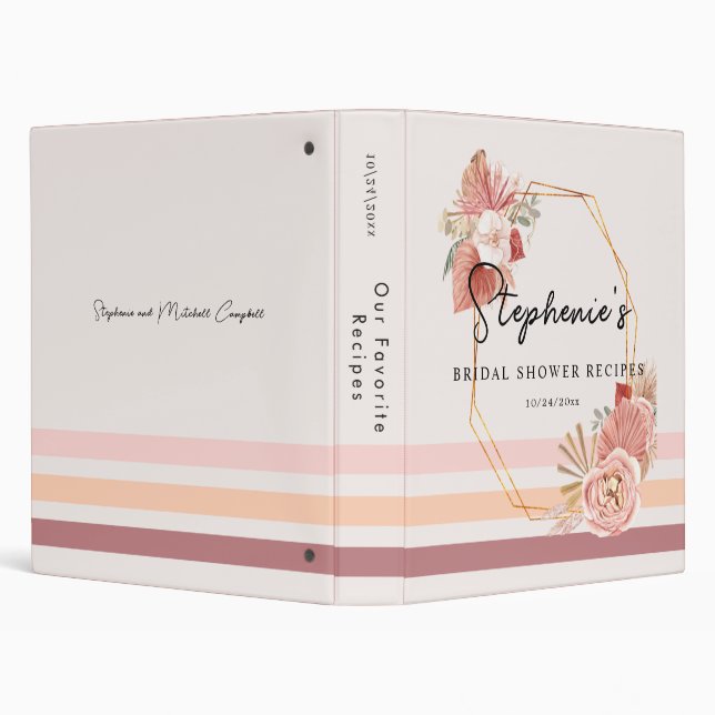 Monogram Boho Floral Heart Recipe Binder  (Background)