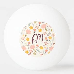 Monogram Boho Flowers Ping Pong Ball