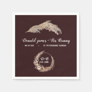 Monogram Boho Terracotta Burnt brown Wedding Napki Napkins