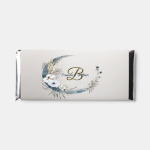 Monogram Boho White Orchid Flowers Blue Moon Hershey Bar Favors