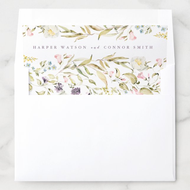 Monogram Boho Wildflower Pampas Wedding Envelope Liner (In Envelope)