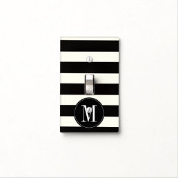 Monogram bold black and white stripe light switch cover