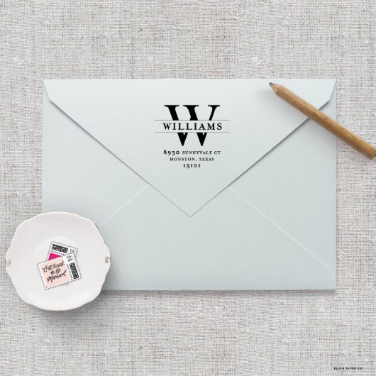 Monogram Bold Initial Return Address Stamp (Envelope View)