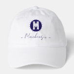 Monogram Bold Letter Fancy Script Name Hat<br><div class="desc">Bold Monogram letter with fancy script font personalized sports hat.</div>
